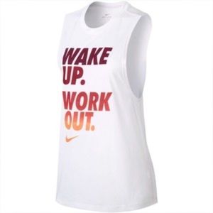 Nike Dry Fit Wake Up Work Out Graphic Tank Top